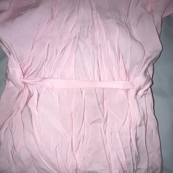 Zara Midi Button Down Shirt Dress Long Sleeve Side Split Waist Belt Pink Size XS - Picture 5 of 10